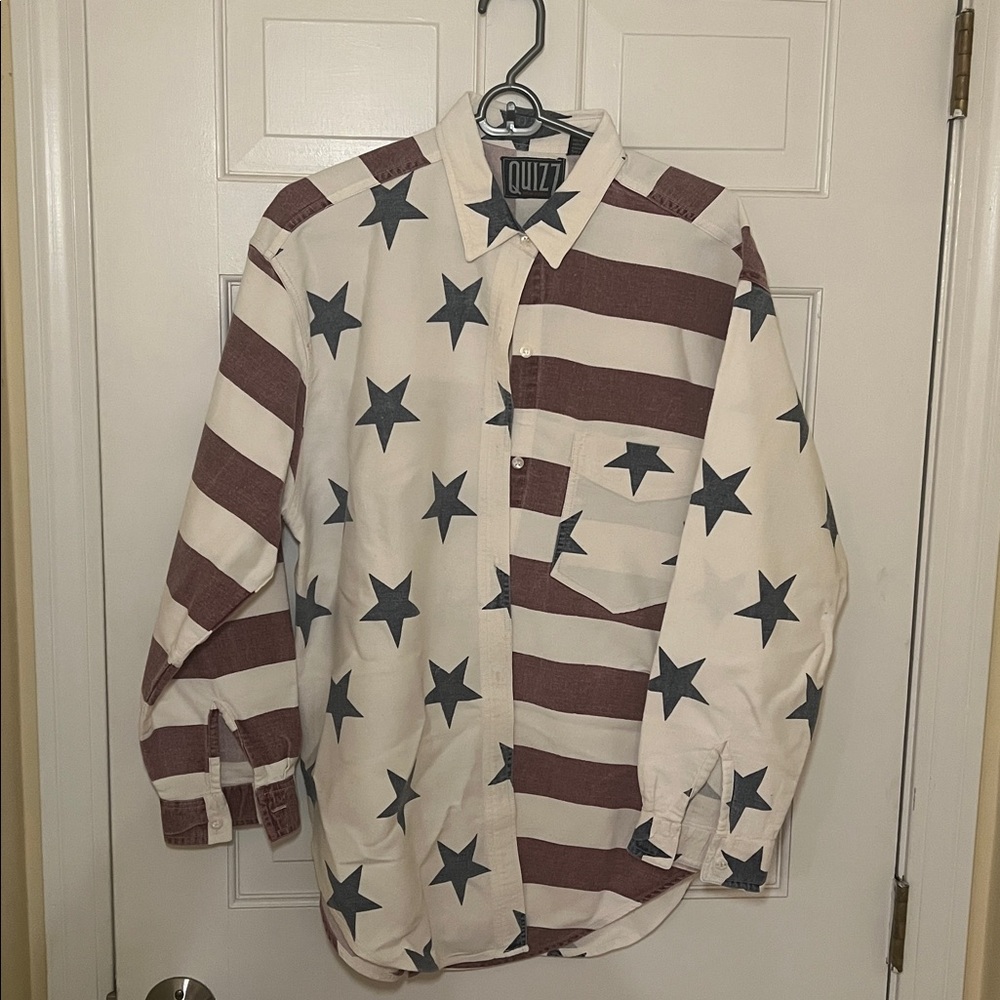 Striped and Starred Button-Up Shirt